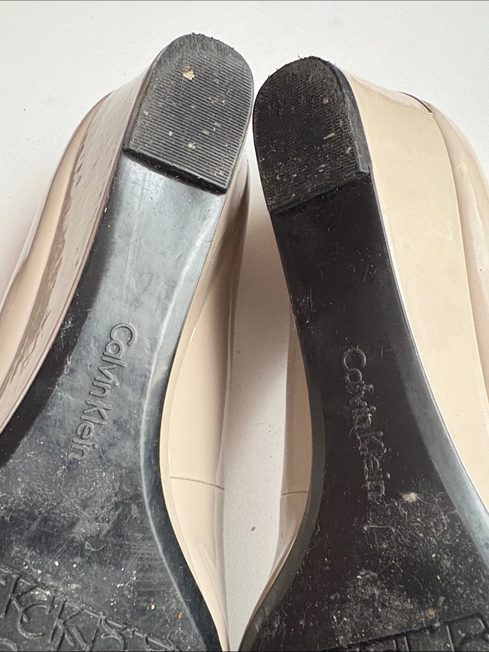 Calvin Klein Women's Beige Garya Patent Pointed-Toe Wedges
